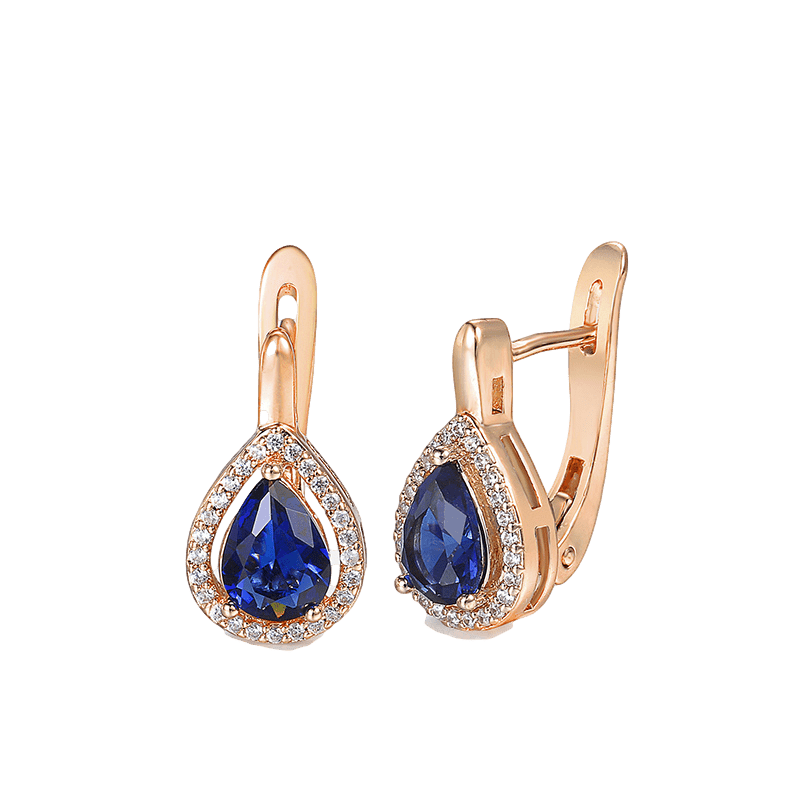 Blue Stone Rose Gold Teardop Earrings Drop Unique Leather Bracelets Rose Gold  