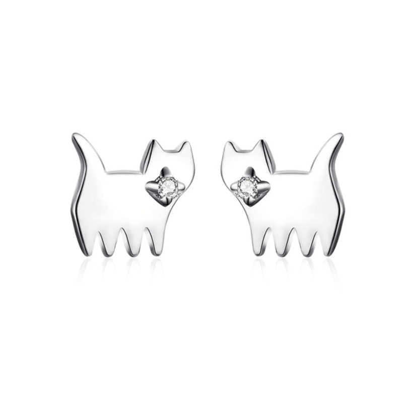 Silver Cat And Dog Stud Earrings Stud Unique Leather Bracelets Silver/1  