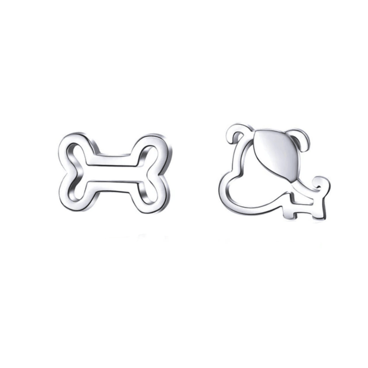 Silver Cat And Dog Stud Earrings Stud Unique Leather Bracelets Silver  