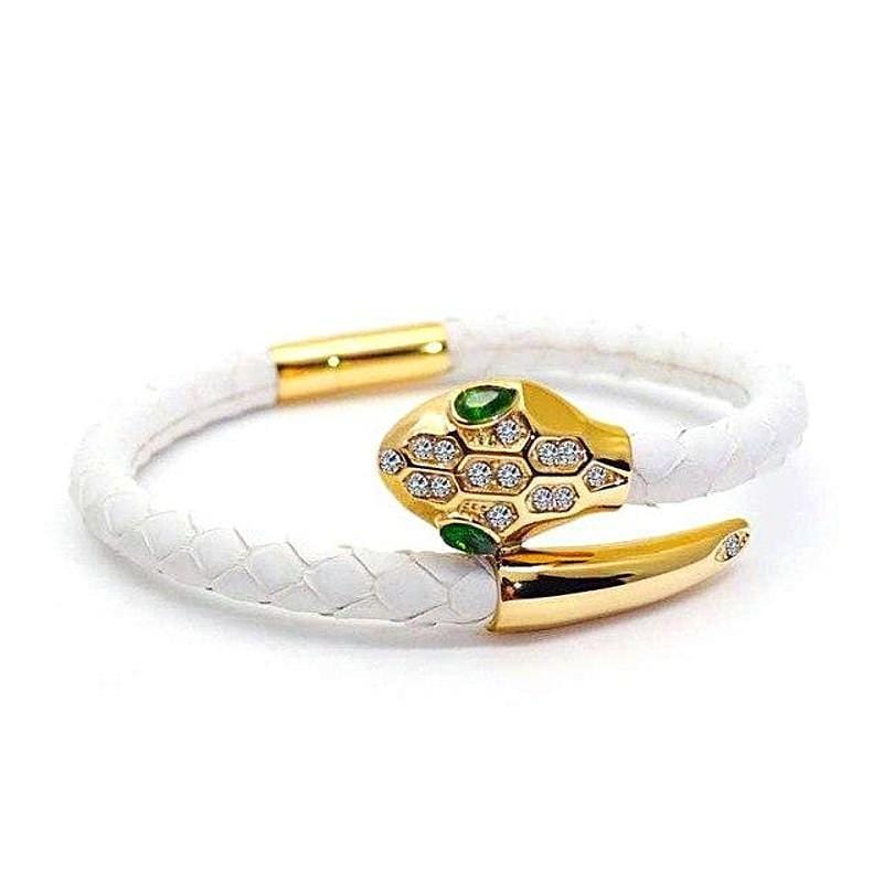 Gucci Royal White Gucci Styling Luxury Leather Bracelet White/Gold / 17cm