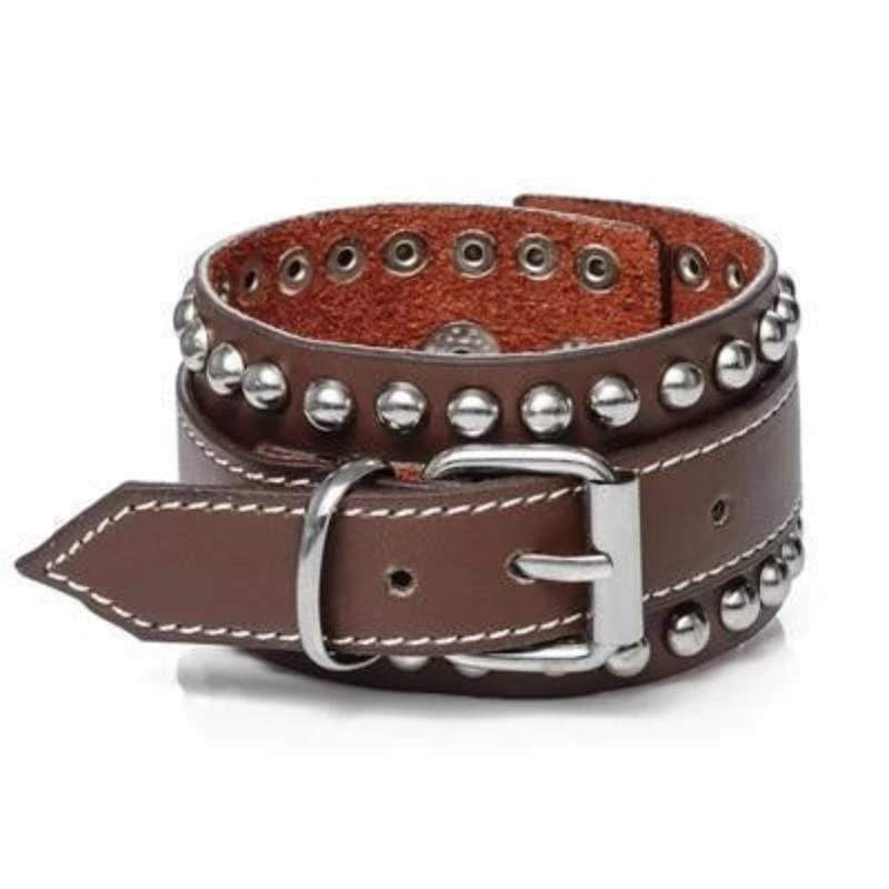 Leather Bracelets Brown Leather Buckle Bracelet 2.75in / Brown