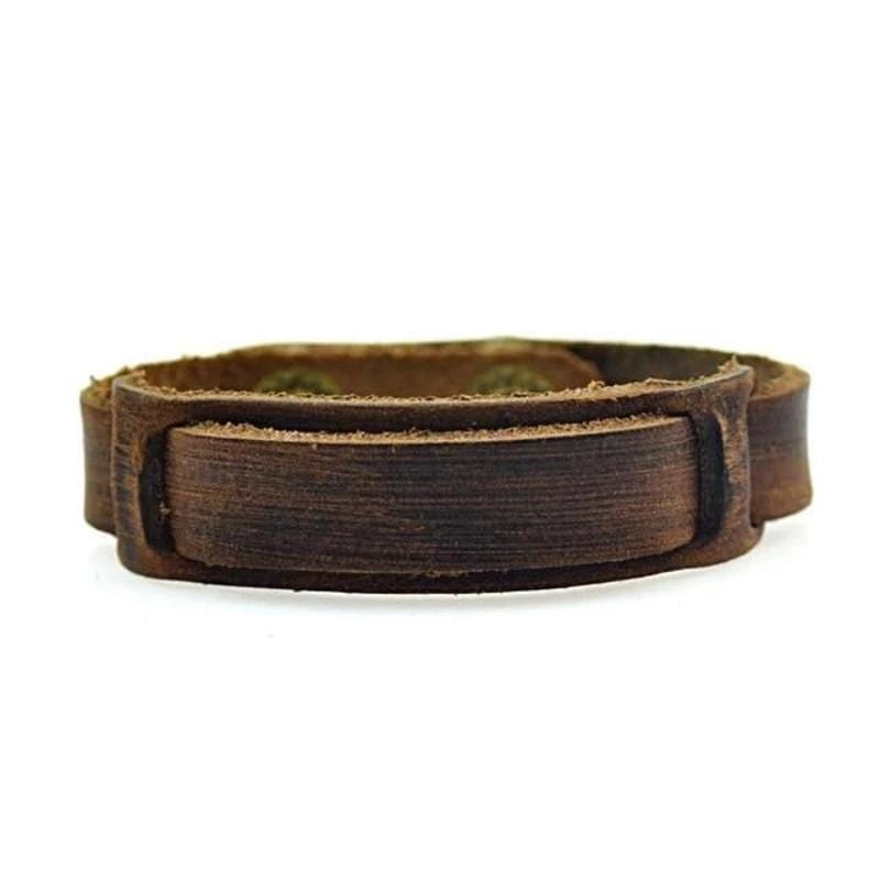 Leather Bracelets Classic Mens Rustic Leather Bracelets 1/2in / Brown