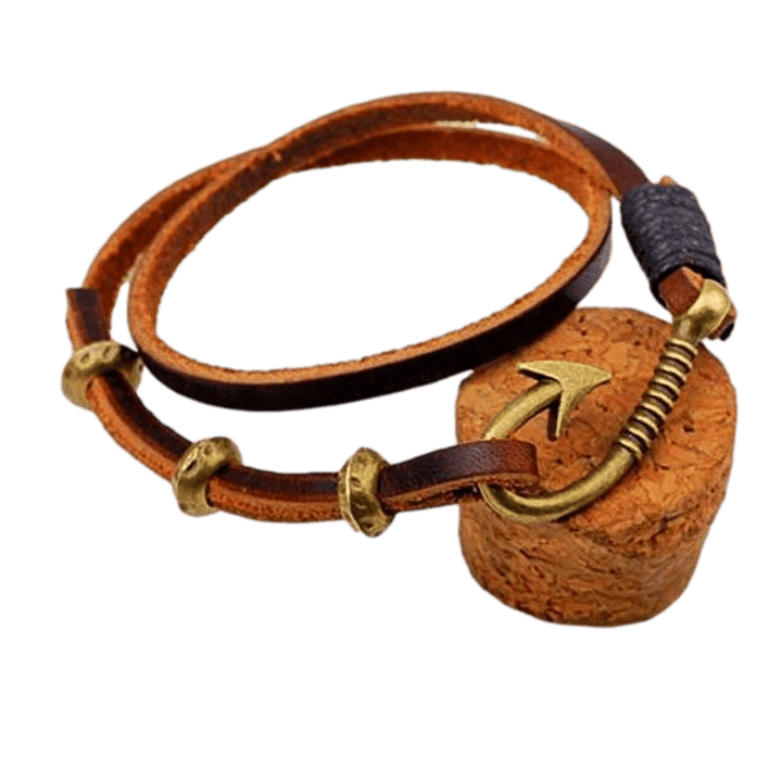 Leather Bracelets James Avery Style Fisherman Hook Leather Bracelet One Size / Brown