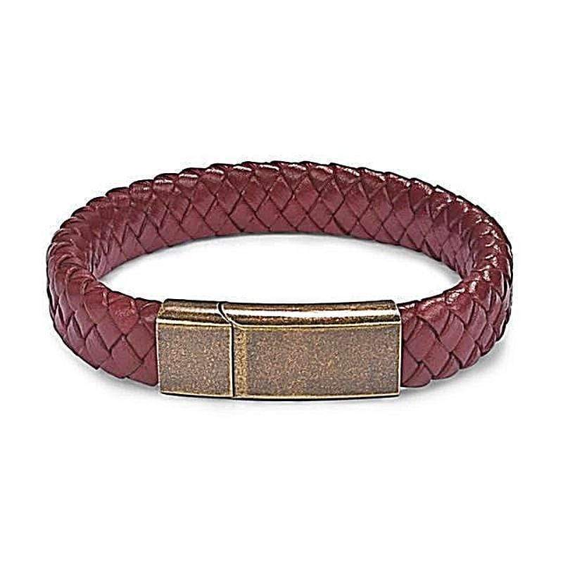 Phoenix Red Leather Magnetic Bracelet Leather Unique Leather Bracelets Ancient Bronze Small 