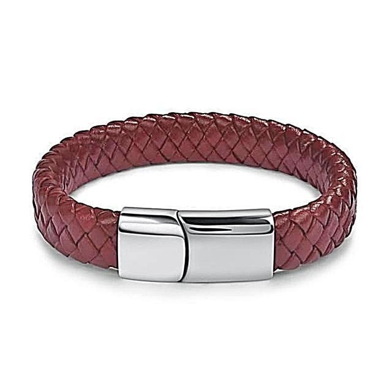 Leather Bracelets Phoenix Red Leather Magnetic Bracelet Silver / Small