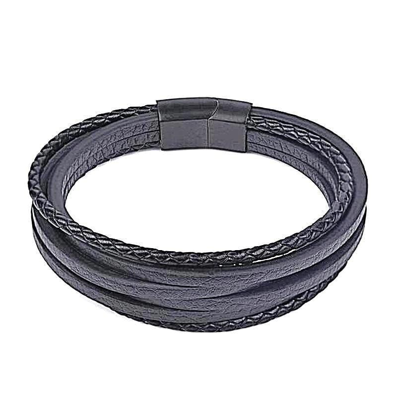 Vintage Black Braided Leather Rope Bracelet Leather Unique Leather Bracelets Black Small 