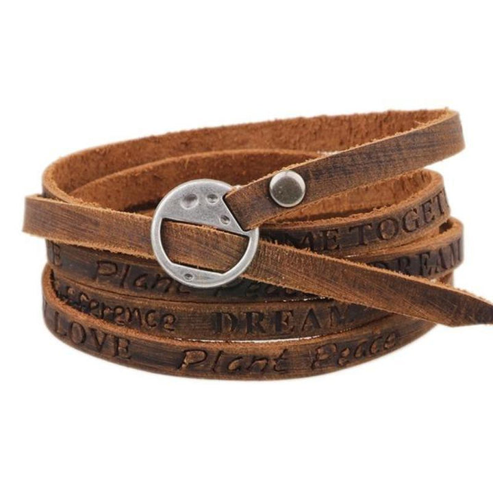 Vintage Leather Wrap Bracelets Leather Unique Leather Bracelets Brown/Light One Size 