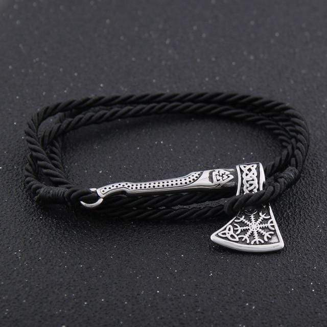 Valknut Axe Amulet Charm Leather Bracelet bracelet by Unique Leather Bracelets