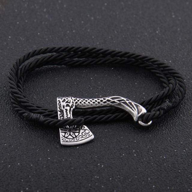 Valknut Axe Amulet Charm Leather Bracelet bracelet by Unique Leather Bracelets