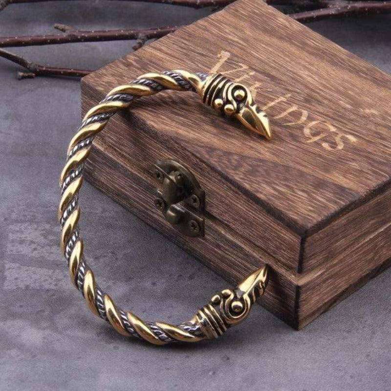 Norse Raven Stainless Steel Adjustable Cuff Bracelet bracelet by Unique Leather Bracelets