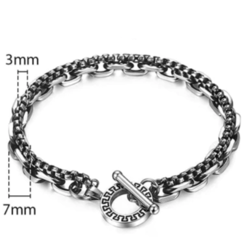 Silver And Black Tribal Clasp Link Mens Stainless Steel Bracelets bracelet by Unique Leather Bracelets