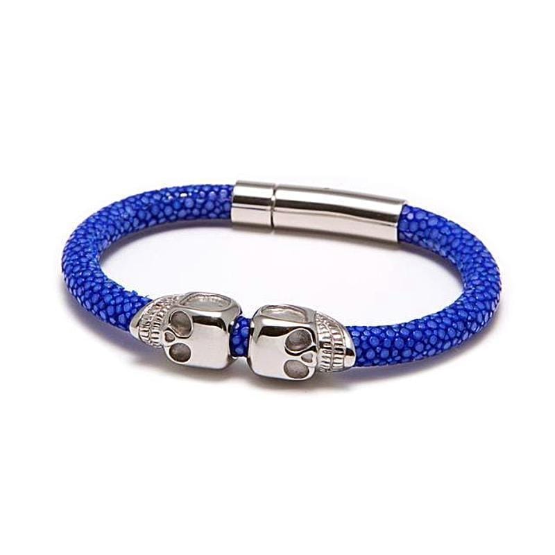 Mens Leather Bracelet Men's Exotic Luxury Leather Double Head Bracelets Blue / 16cm