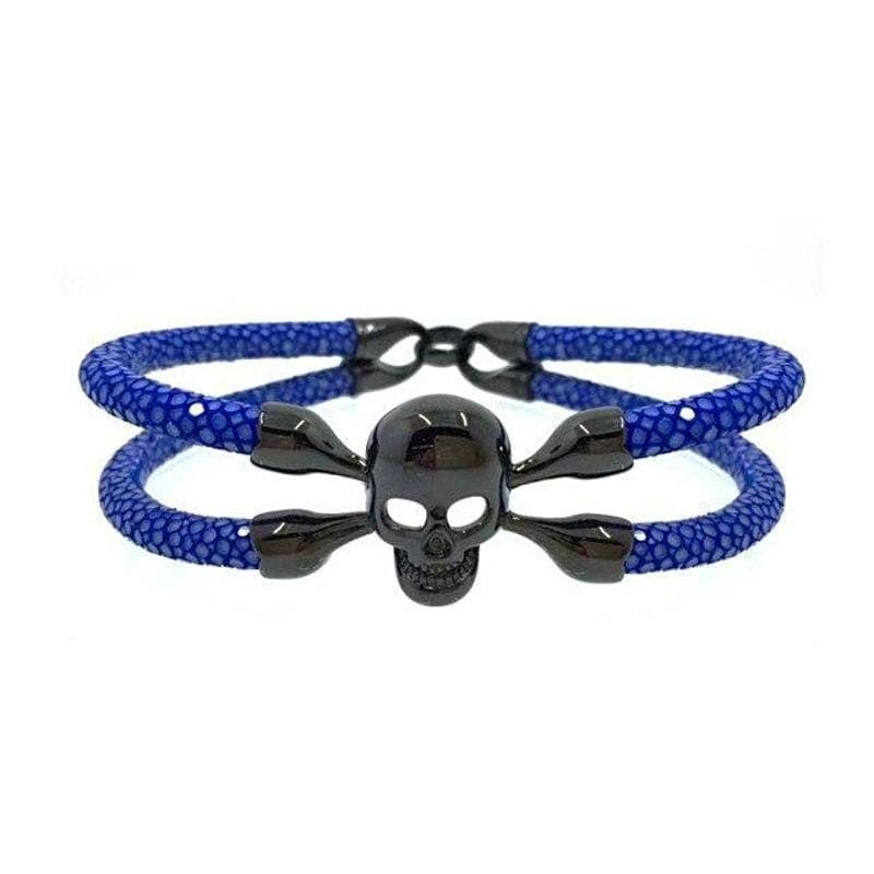 Mens Leather Bracelet Men's Exotic Luxury Leather Double Strand Bracelets Blue / 18cm