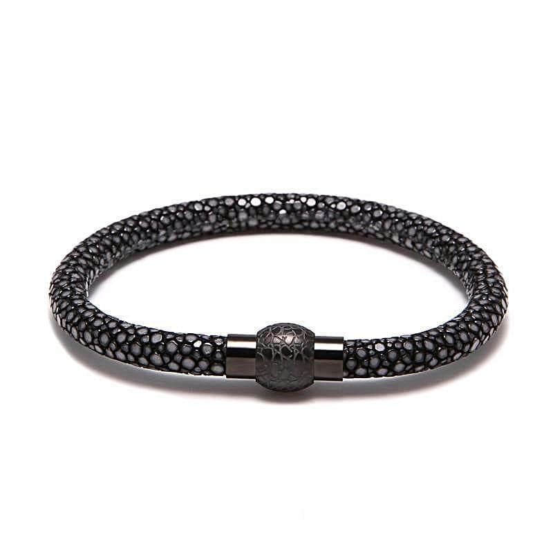 Luxury Leather Black Globe Leather Unique Leather Bracelets 15cm Black 