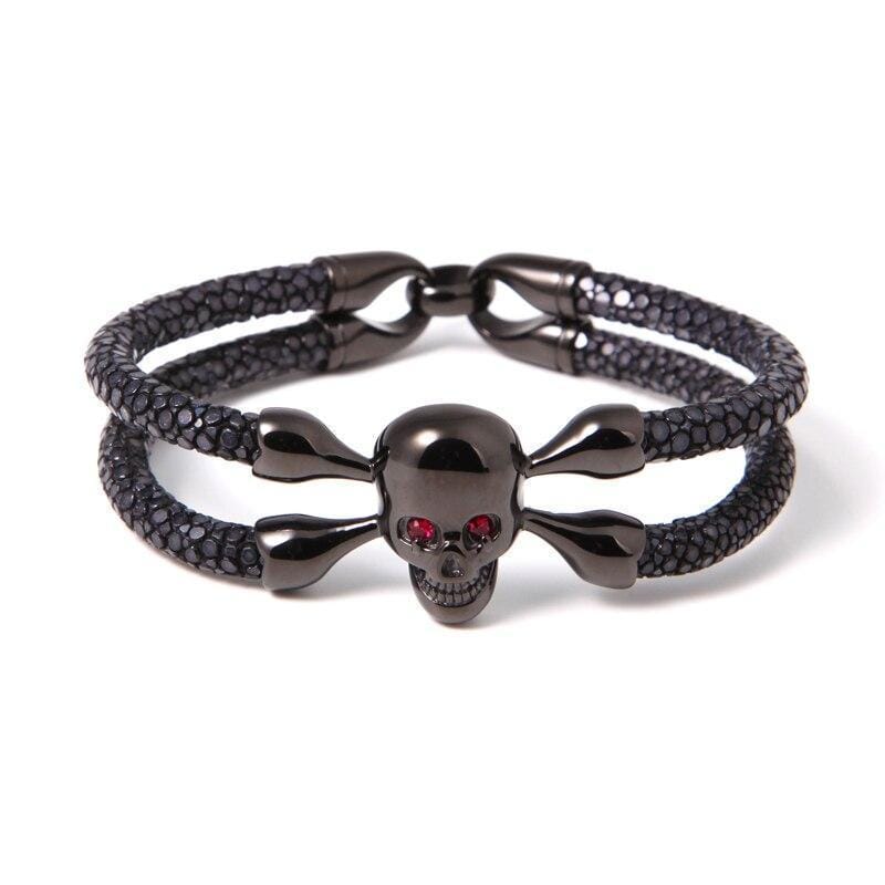 Mens Leather Bracelet Mens Exotic Luxury Leather Red Eye Bracelet