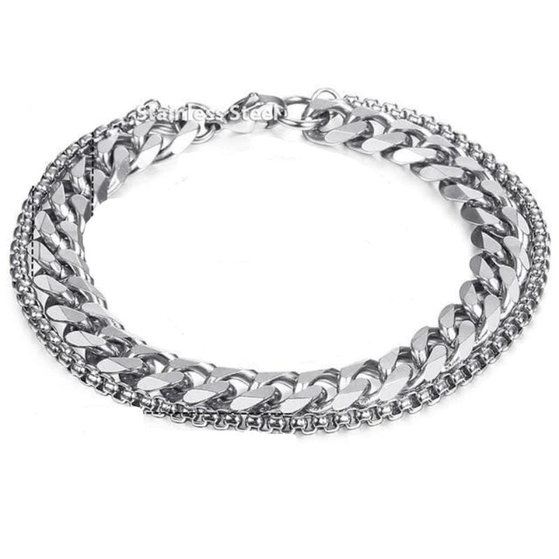 Mens Stainless Steel Bracelets Mens Stainless Steel Bracelets Thick Link Chain Bracelet Silver / 10 inch