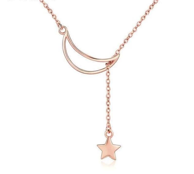 Necklaces Classic Moon And Star Necklace Rose Gold