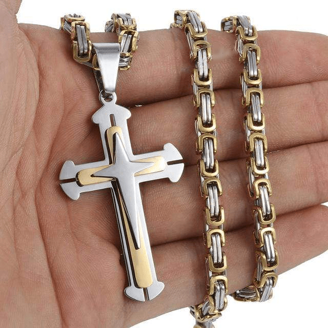 Byzantine Cross Necklaces Necklaces Unique Leather Bracelets 18inch Silver/Gold 