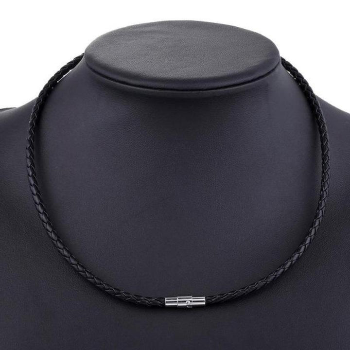 Mens Classic Leather Choker Necklace Necklaces Unique Leather Bracelets Black/4mm 16inch 