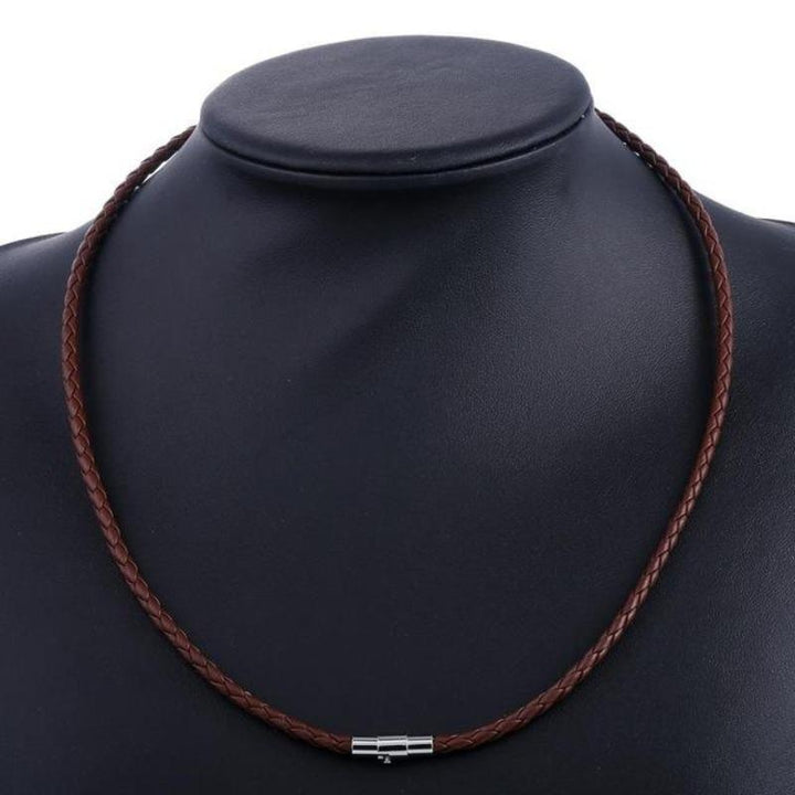 Mens Classic Leather Choker Necklace Necklaces Unique Leather Bracelets Brown/4mm 16inch 