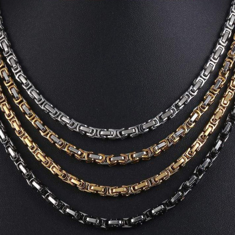 Necklaces Mens Stainless Steel Byzantine Chain Necklaces
