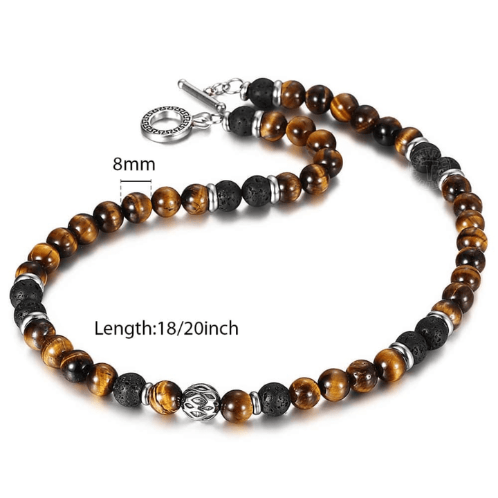 Mens Tigers Eye Beaded Necklace Necklaces Unique Leather Bracelets 18inch Brown 