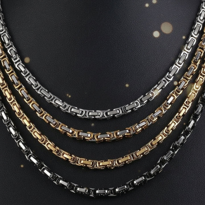 Stainless Steel Box Link Chain Necklaces bracelet by Unique Leather Bracelets