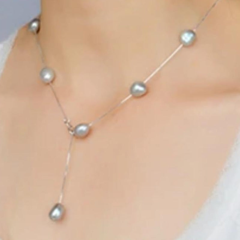 Necklaces Womens Baroque Pearl Necklace Gray / 45cm