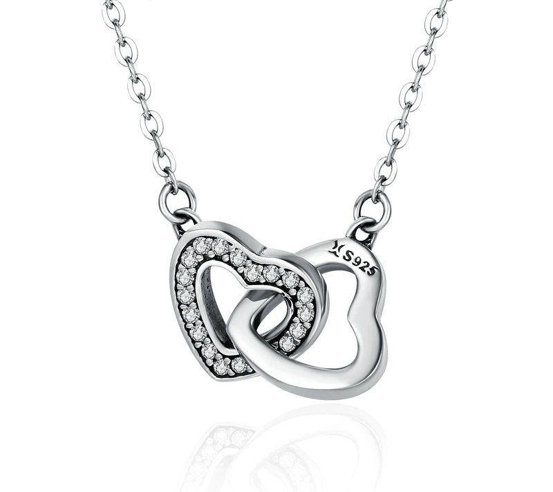 Necklaces Womens Classic Connected Hearts Necklace Silver