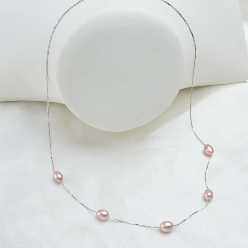 Necklaces Womens Natural Freshwater Multi Pearl Necklace Pink / 40cm