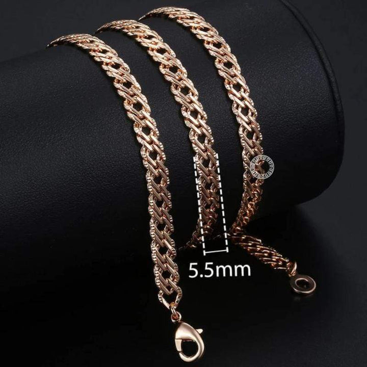 Womens Rose Gold Braided Link Necklace Necklaces Unique Leather Bracelets Rose Gold/8 18inch 