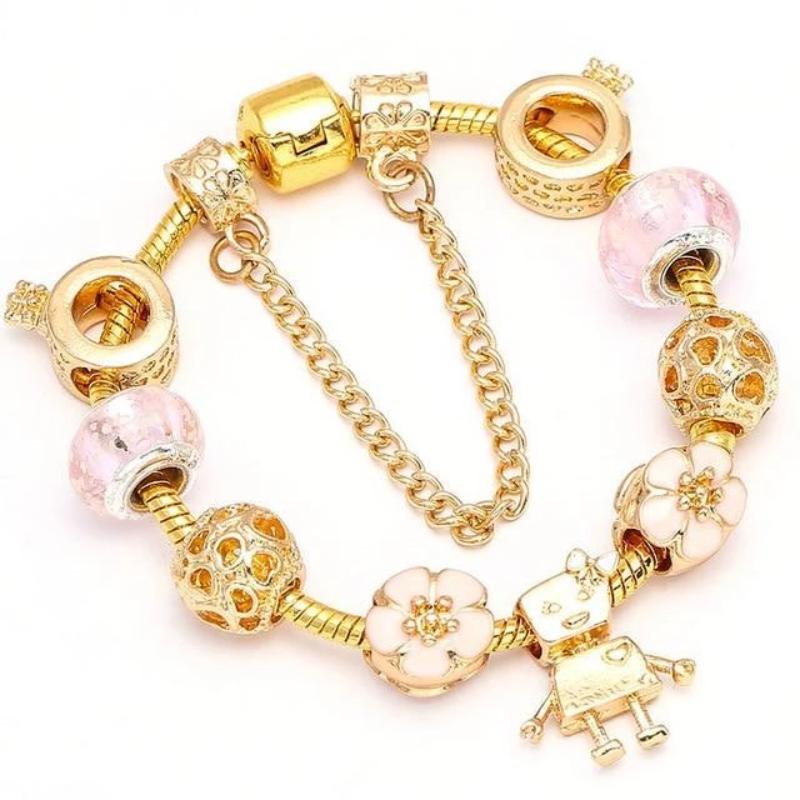 Bot Gold Charm Bracelets Charm Unique Leather Bracelets Gold 16cm 