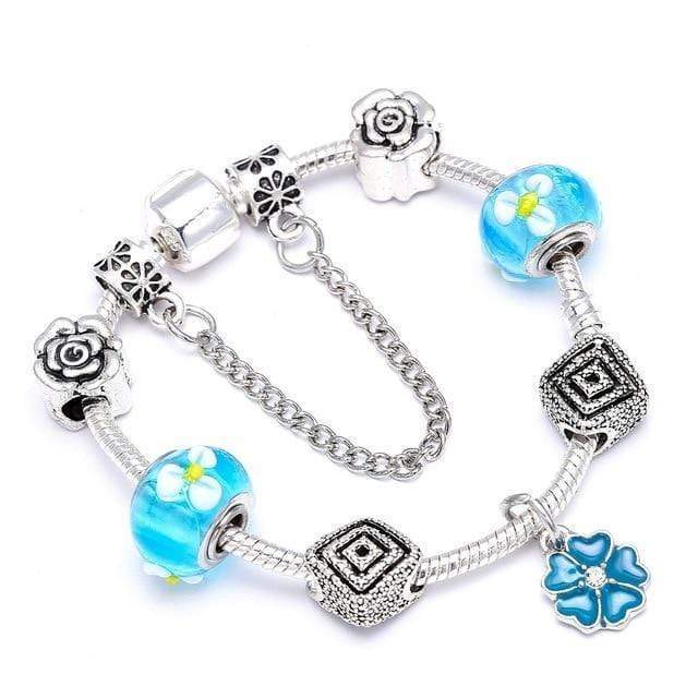 Flower Colourful Beads Charm Bracelet Charm Unique Leather Bracelets   
