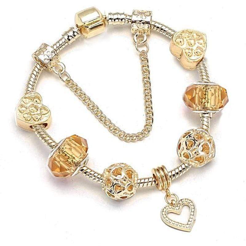 Golden Pan Charm Bracelets Charm Unique Leather Bracelets Gold/Blond 17cm 