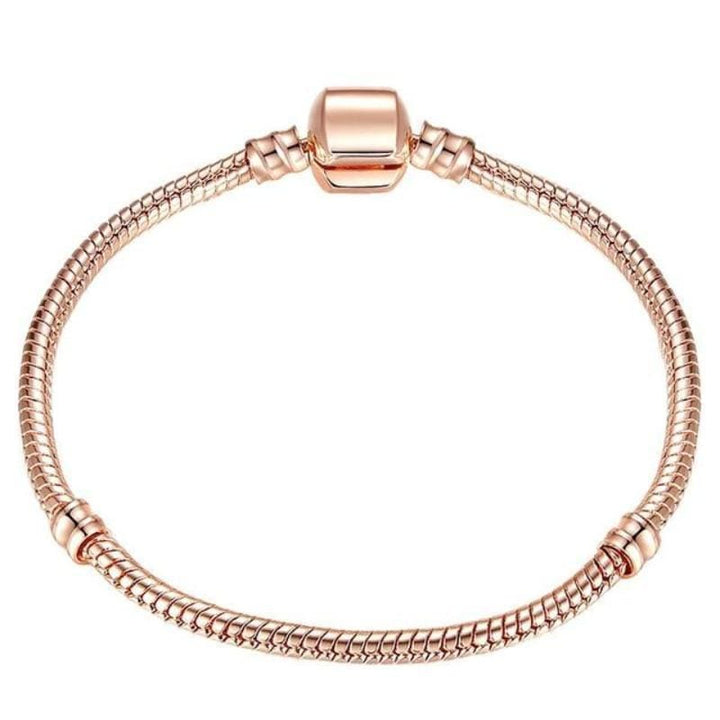 Shimmering Chain Bracelet Charm Unique Leather Bracelets Rose Gold 17cm 