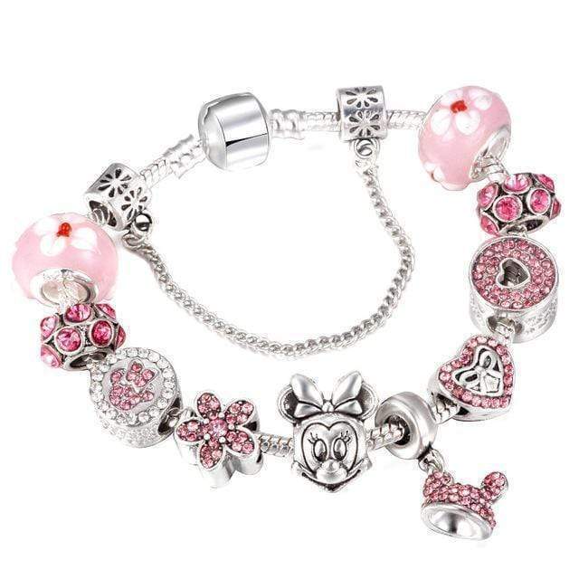 Tree of Life Bracelet Charm Unique Leather Bracelets 18cm Pink 
