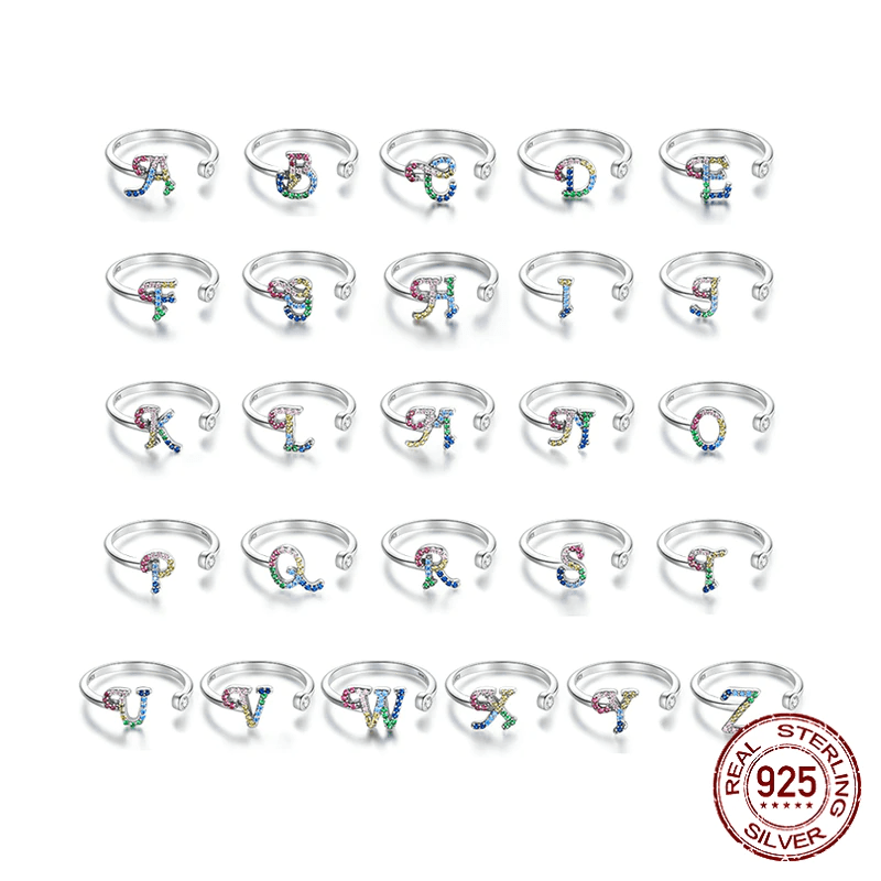 Letter Ring Stackable Adjustable Size bracelet by Unique Leather Bracelets