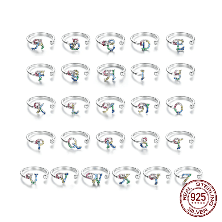 Letter Ring Stackable Adjustable Size bracelet by Unique Leather Bracelets