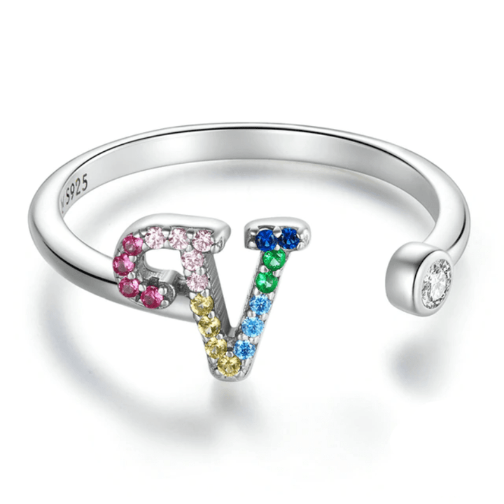 Letter Ring Stackable Adjustable Size bracelet by Unique Leather Bracelets