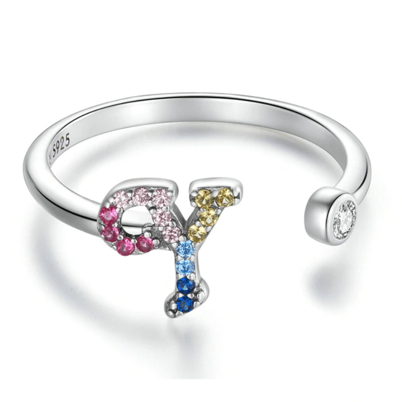 Letter Ring Stackable Adjustable Size bracelet by Unique Leather Bracelets