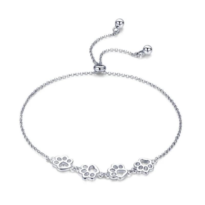 Classic Animal Paw Print Bracelets Tennis Unique Leather Bracelets Silver Adjustable 