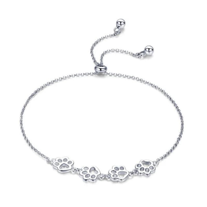 Classic Animal Paw Print Bracelets Tennis Unique Leather Bracelets Silver Adjustable 