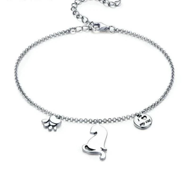 Womens Bracelets Classic Cat Paw Print Bracelet Silver / Adjustable