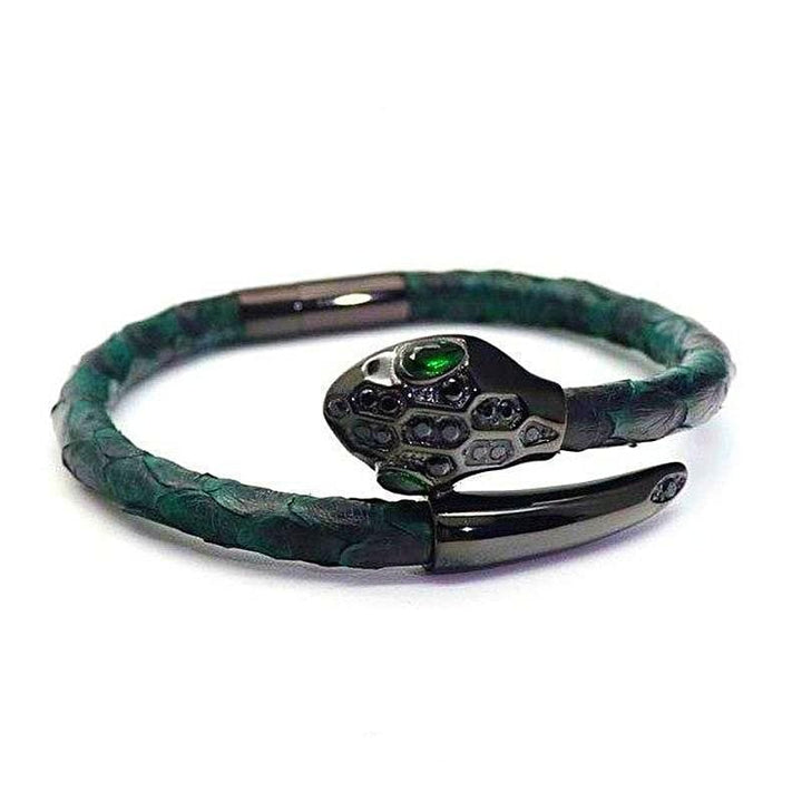 Royal Green Luxury Leather Leather Unique Leather Bracelets Green/Black 17cm 